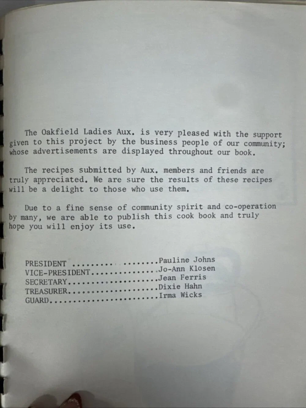 Vtg Look N Cook Oakfield New York Fire Dept Ladies Auxiliary Cookbook 50s/60s